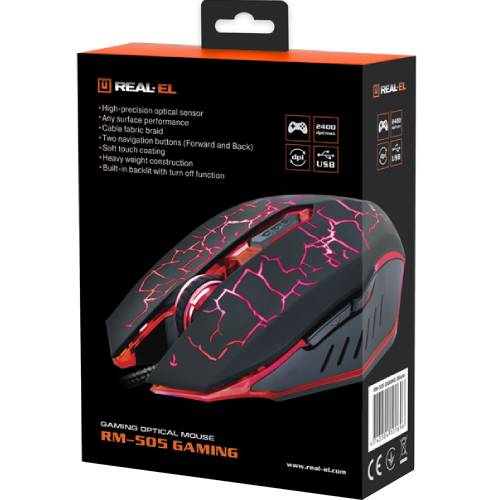 Заказать Мышь REAL EL RM-505 Gaming Black (EL123200018)