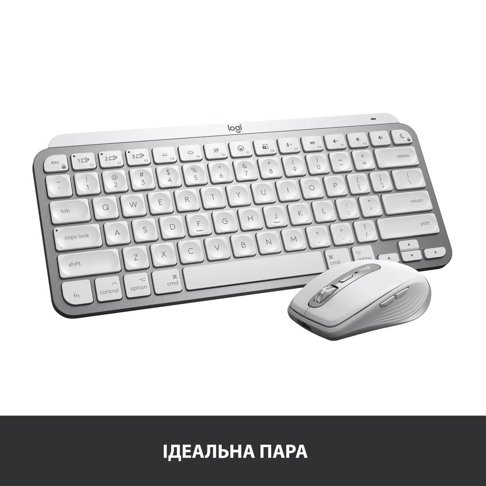 Зображення Клавіатура Logitech MX Keys Mini для Mac Wireless Illuminated Pale Grey (920-010526)