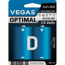 Батарейки VEGAS D Alkaline Optimal 2 шт (VLR-20BL2-OP)