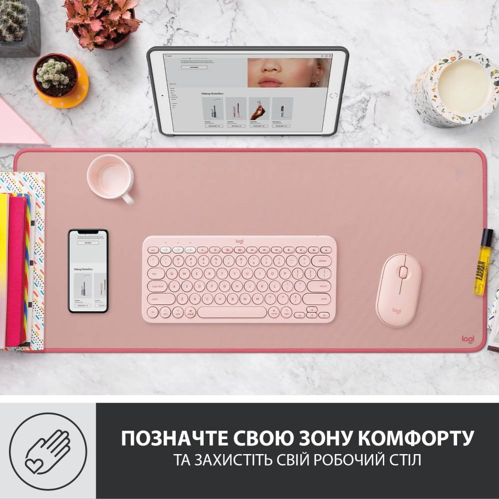 Килимок LOGITECH Desk Mat Studio Series Darker Rose (956-000053) Ширина 700