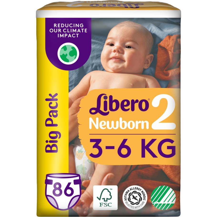 Підгузки LIBERO Newborn 2 3-6 кг 86 шт (7322541756677)