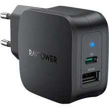 Сетевое зарядное устройство RAVPower RP-PC132 Charger 30W PD USB-C + USB-A Black (75-02000-496)