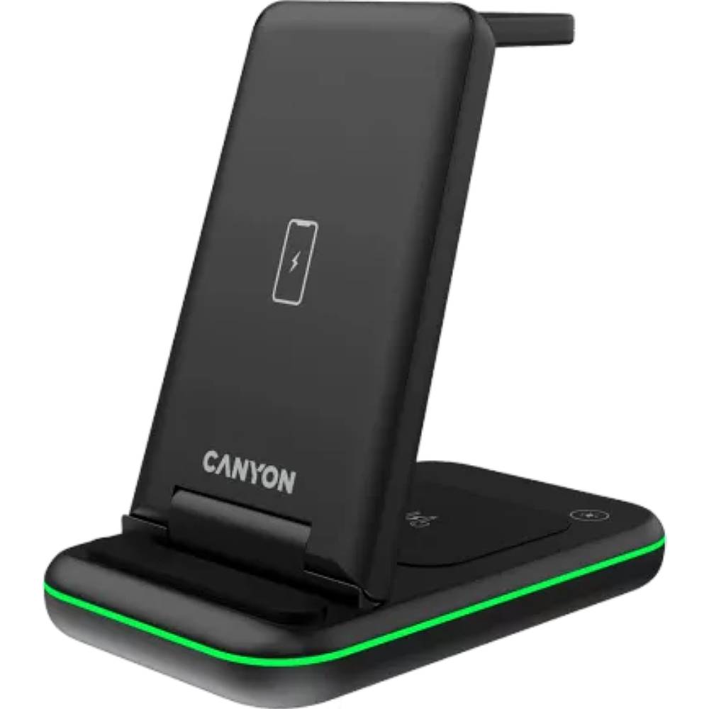 Бездротовий зарядний пристрій CANYON WS-304 3 в 1 QI Black (CNS-WCS304B) Тип бездротовий зарядний пристрій