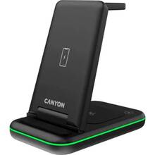 Бездротовий зарядний пристрій CANYON WS-304 3 в 1 QI Black (CNS-WCS304B)