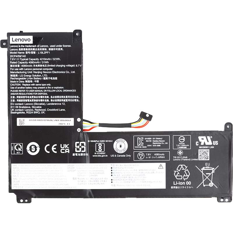 Акумулятор для ноутбуків Lenovo IdeaPad 1-11IGL05 (L19L2PF1) 7.6V 4210 mAh (NB481330)