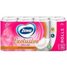 Туалетная бумага Zewa Exclusive Ultra Soft 4 слоя 16 рулонов (7322541188812)