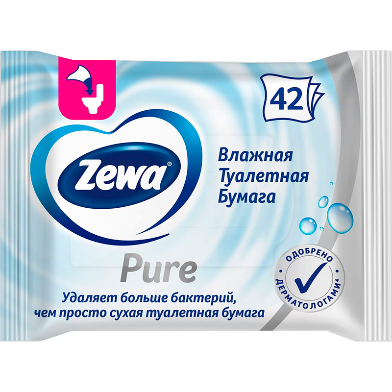 Папір туалетний вологий Zewa Pure без аромату 42 шт (7322540796582) Папір туалетний вологий Zewa Pure без аромату 42 шт (7322540796582)