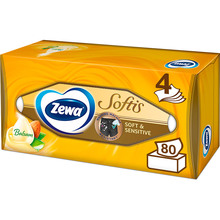 Салфетки косметические Zewa Softis Soft & Sensitive 80 шт (7322540926279)