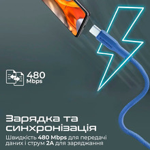 Кабель PROMATE USB-A - USB-C (xcord-ac.navy)