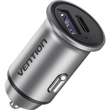 Автомобильное зарядное устройство VENTION Power Delivery Port + QC4.0 (30W) Silver (FFFH0)