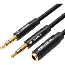 Кабель VENTION Audio 3.5mm F 4pin - 2 x 3.5mm M 3pin 0.3 м (BBTBY)