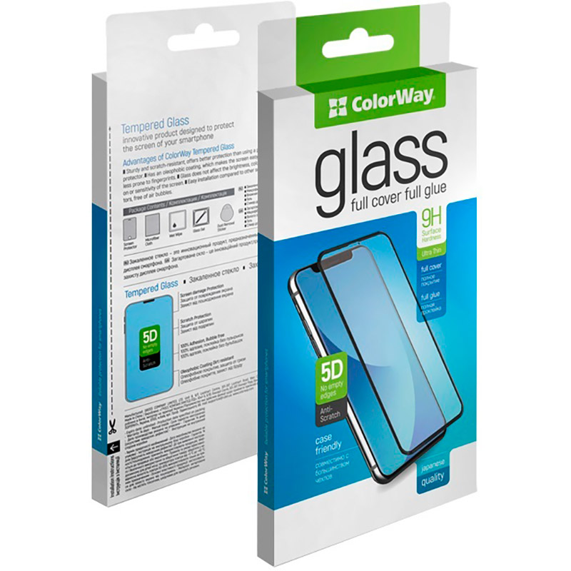 Защитное стекло COLORWAY 9H Full Cover & Glue для Nokia C21 Plus Black (CW-GSFGNC21P-BK)
