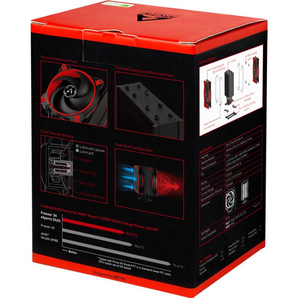 Изображение Кулер процессорный ARCTIC Freezer 34 eSports DUO Red (ACFRE00060A)