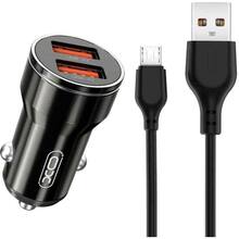 Зарядний пристрій + кабель MicroUSB XO CC48 Smart Metal 2 USB 2.4 A Black (XO-CC48m-BK)