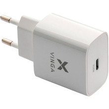 Сетевое зарядное устройство VINGA PD Type-C 20W Charger white (VWCPDC)