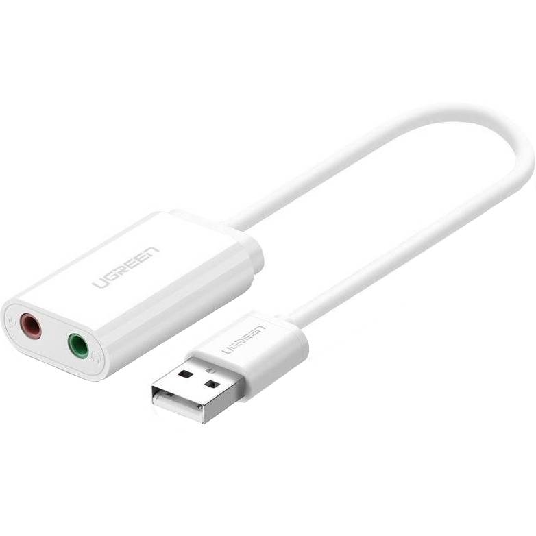 Звуковая карта UGREEN USB AUX jack, TRRS (Mic + Ear), 15cm White US205