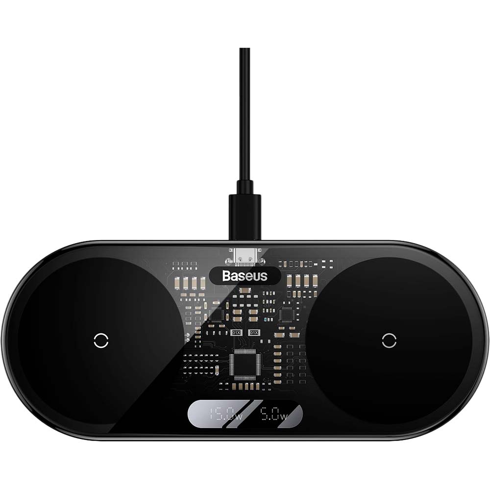 Беспроводное зарядное устройство Baseus 20W Digital LED Display Black (WXSX010101)