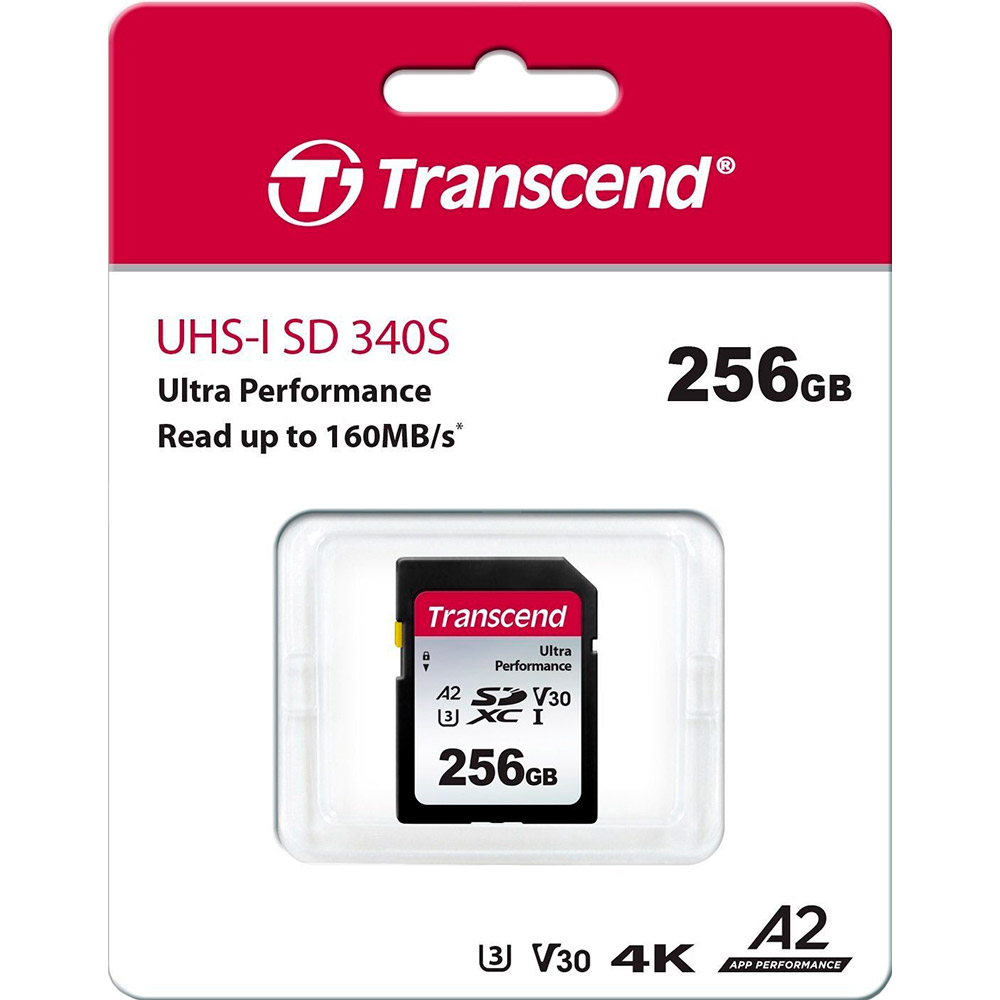 Карта пам'яті TRANSCEND 256GB C10 UHS-I U3 A2 R160/W90MB/s 4K (TS256GSDC340S) Тип карти micro-SDXC