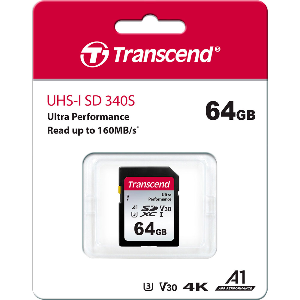 Карта пам'яті TRANSCEND 64GB C10 UHS-I U3 R160/W50MB/s 4K (TS64GSDC340S) Тип карти micro-SDXC