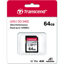 Карта памяти TRANSCEND 64GB C10 UHS-I U3 R160/W50MB/s 4K (TS64GSDC340S)