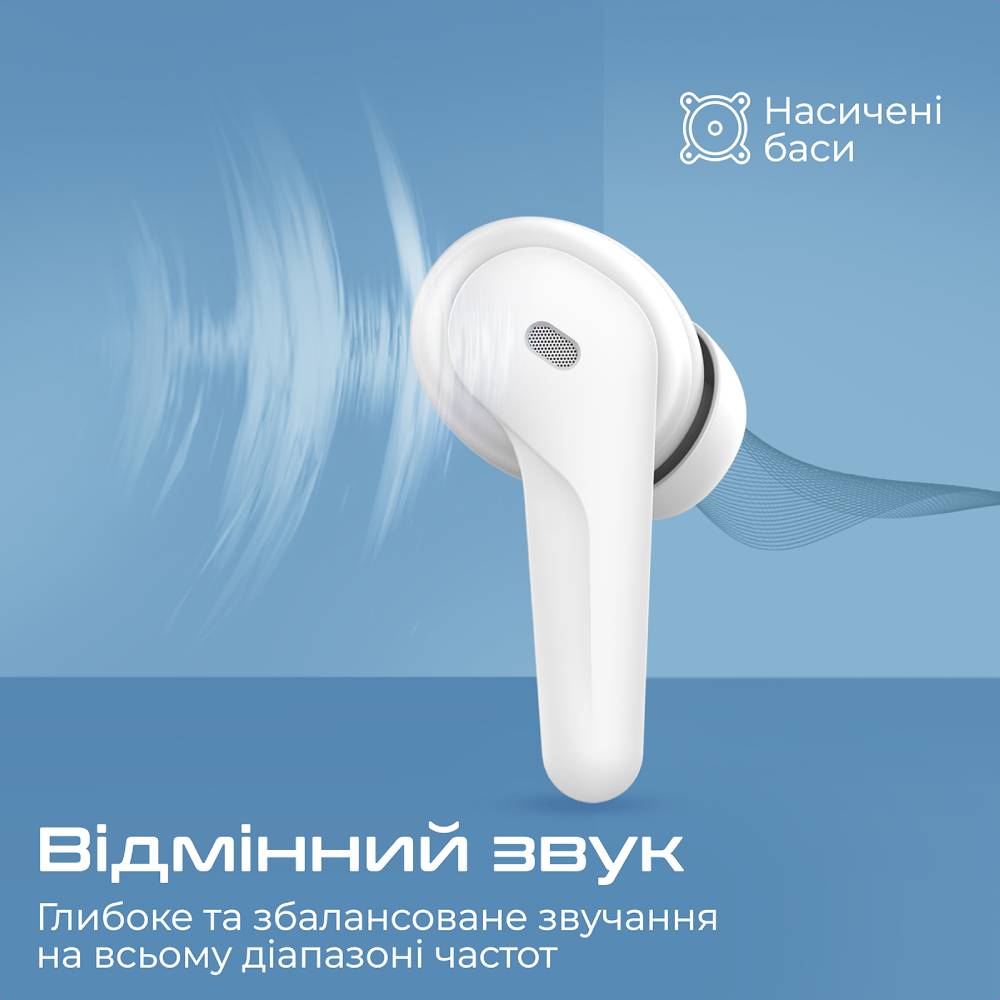 Гарнітура PROMATE freepods-3.white Конструкція внутрішньоканальні (у вушний канал)