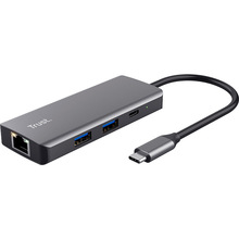 Док-станция TRUST Dalyx 6-in-1 USB-C Multi-port Dock Aluminium (24968)