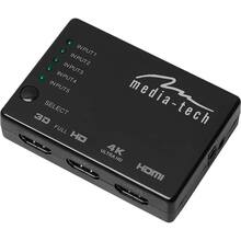 Купити у Запоріжжі - Спліттер MEDIA-TECH HDMI 5 ports HDMI switch Black (MT5207)