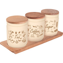 Набір банок HEREVIN Wooden Set-Beige-Browm Tea-Coffee-Sugar (232102-021)