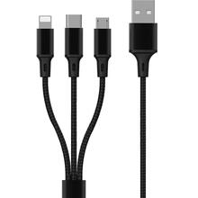 Кабель PRODA Azeada Cavalry PD-B92th 3 в 1 Lightning/Type-C/MicroUSB - USB 1.3 м Black (PD-B92th-BK)