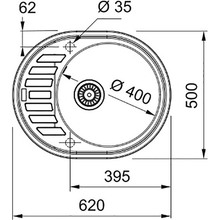 Миття FRANKE Ronda 620 х 500 х 200 мм ROG 611-62 White (114.0381.069)