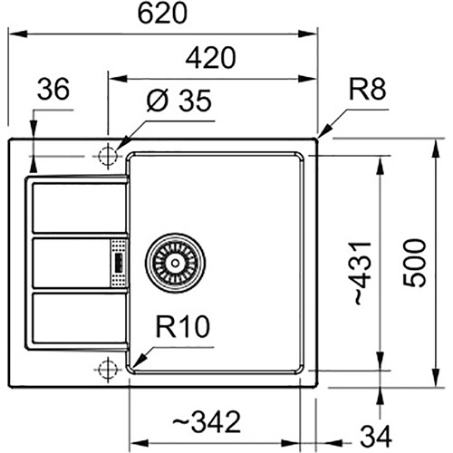 Мийка FRANKE Sirius 620 х 500 х 200 мм SD2 611-62 Black (143.0627.288) Спосіб монтажу врізний