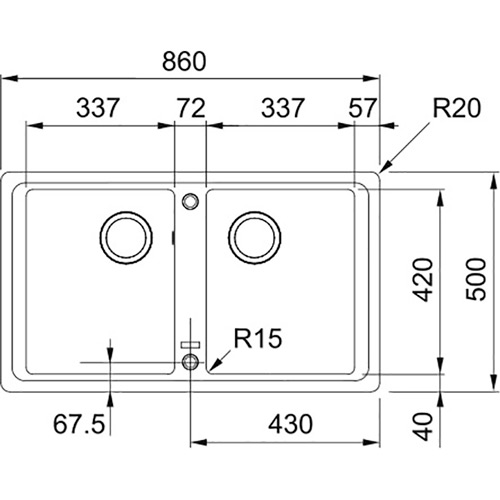 Мийка FRANKE Basis 860 х 500 х 200 мм BFG 620 (114.0363.940) Спосіб монтажу врізний