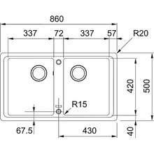 Мийка FRANKE Basis 860 х 500 х 200 мм BFG 620 (114.0363.940)