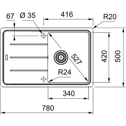 Мойка FRANKE Basis 780 х 500 х 200 мм BFG 611-78 White (114.0258.042) Способ монтажа врезной