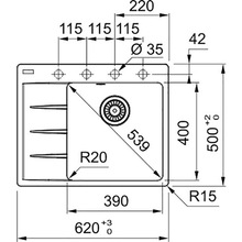 Мойка FRANKE Centro 620 х 500 х 200 мм CNG 611-62 TL Beige (114.0630.451)