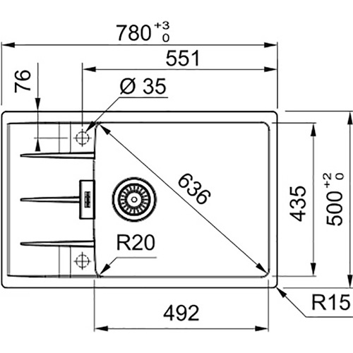 Миття FRANKE Centro 780 х 500 х 200 мм CNG 611-78 XL (114.0701.819) Спосіб монтажу врізний