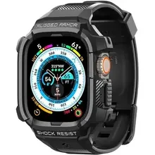 Бампер с ремешком SPIGEN 2в1 для Apple Watch Ultra 49mm Rugged Armor Pro Black (ACS05460)