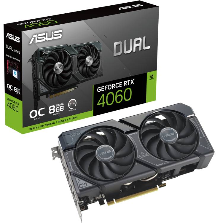 В Украине Видеокарта ASUS GeForce RTX 4060 8GB GDDR6 DUAL OC (90YV0JC0-M0NA00)