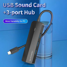 Док-станция VENTION USB 3.1 Type-C - 3 x USB 3.0 + MicroUSB + 3.5mm Black (TGQBB)