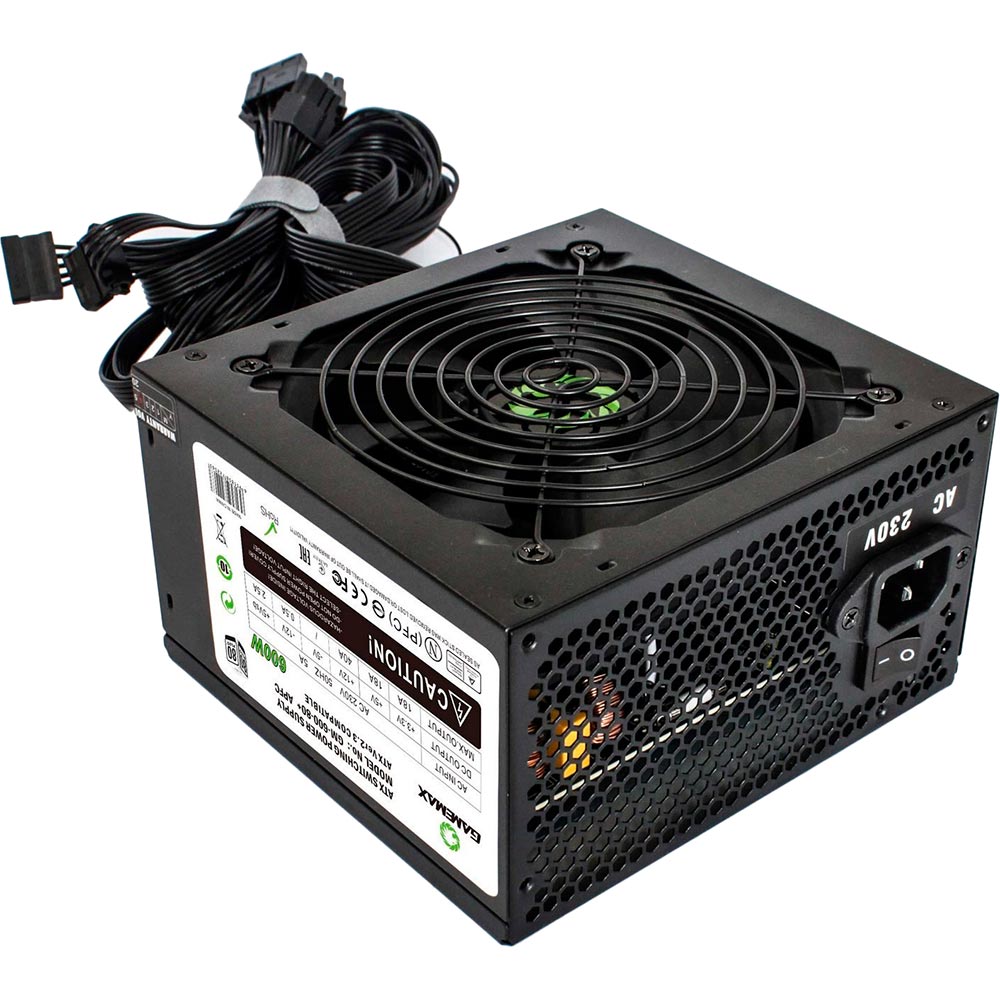 Блок живлення GAMEMAX 600W GM-600 80+ APFC Black Призначенння для настільного комп'ютера