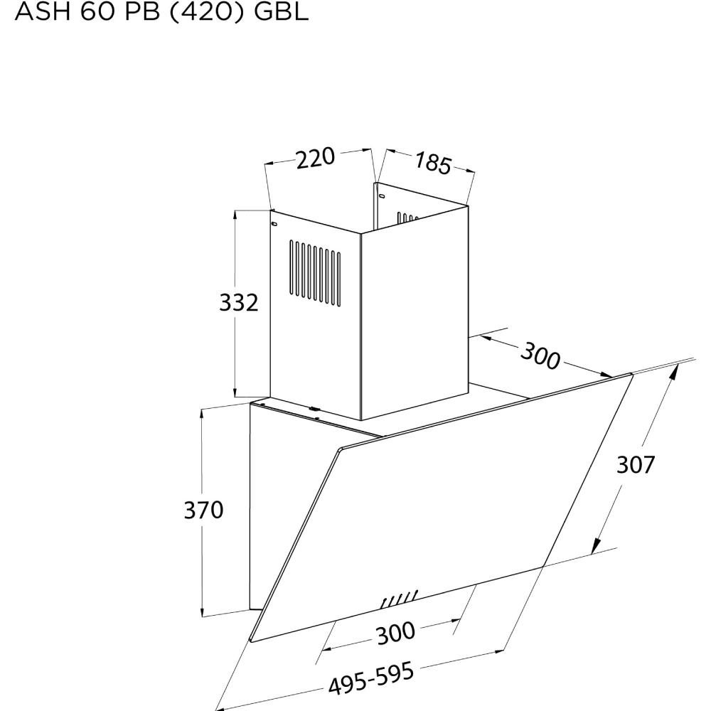 Зовнішній вигляд Витяжка PYRAMIDA ASH 50 PB GBL (4260674993657)