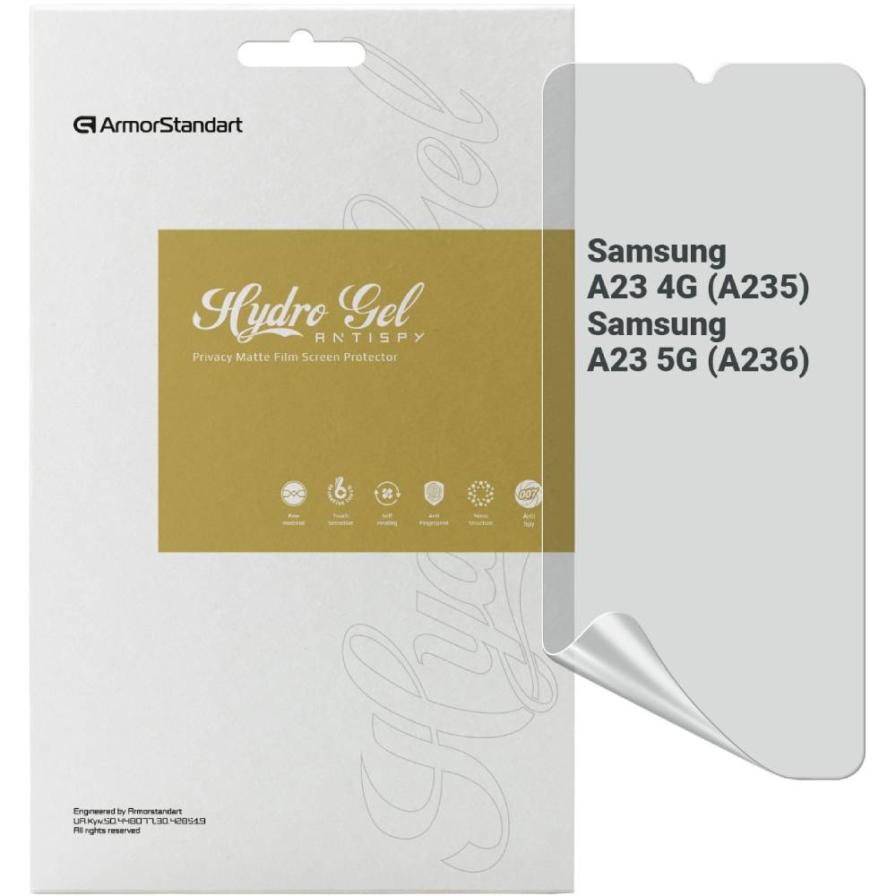 Защитная пленка ARMORSTANDART Anti-spy гидрогелевая для Samsung A23 4G (A235)/A23 5G (A236) (ARM69749) Защитная пленка ARMORSTANDART Anti-spy гидрогелевая для Samsung A23 4G (A235)/A23 5G (A236) (ARM69749)