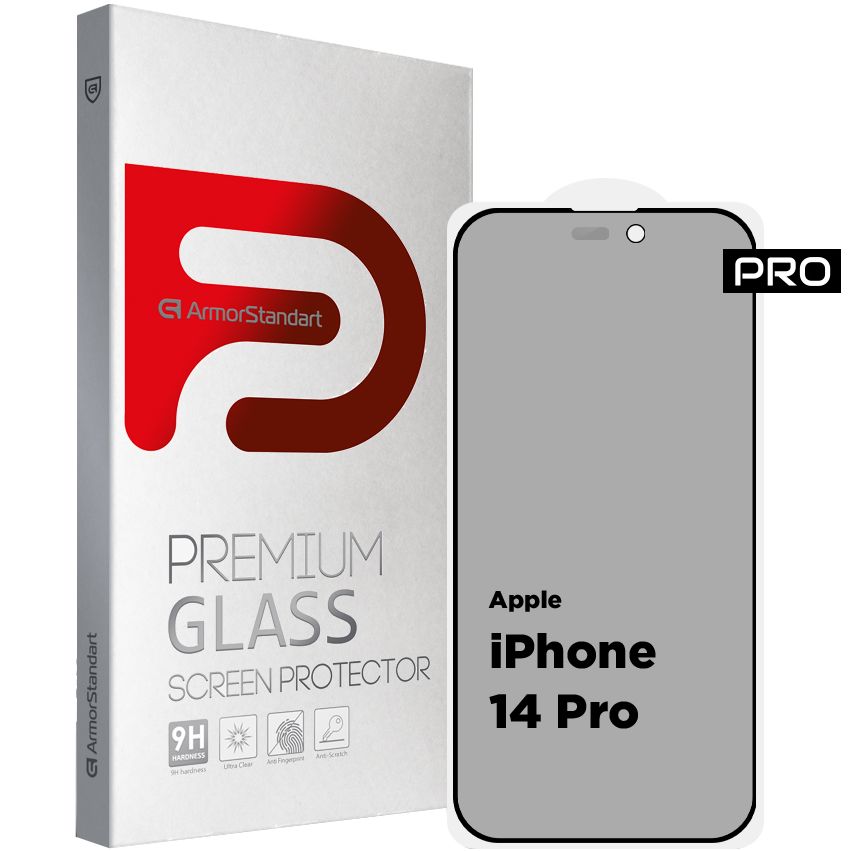 Захисне скло ARMORSTANDART Pro Anti-spy Matte для Apple iPhone 14 Pro Black (ARM68604)