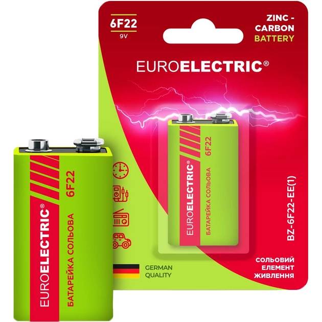 Фото - Зарядний пристрій EUROELECTRIC Батарейка  6F22 9V 1шт ) BZ-6F22-EE(1) (BZ-6F22-EE(1)