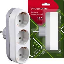 Розгалужувач EUROELECTRIC X3 3 розетки 16А (EE-3-16A)
