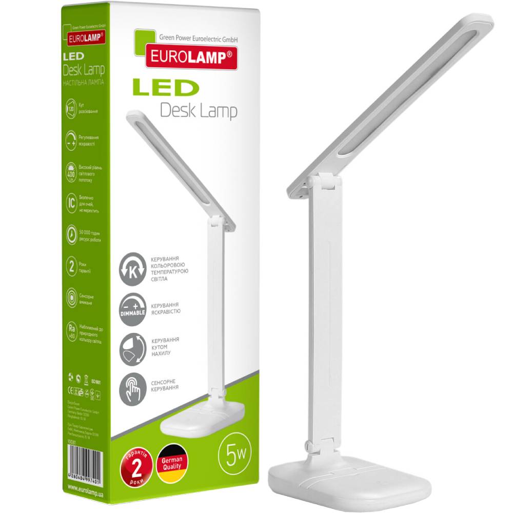 Настільна лампа EUROLAM LED 5W 3000-5000K White (LED-TLG-1(white)) Тип настільна лампа