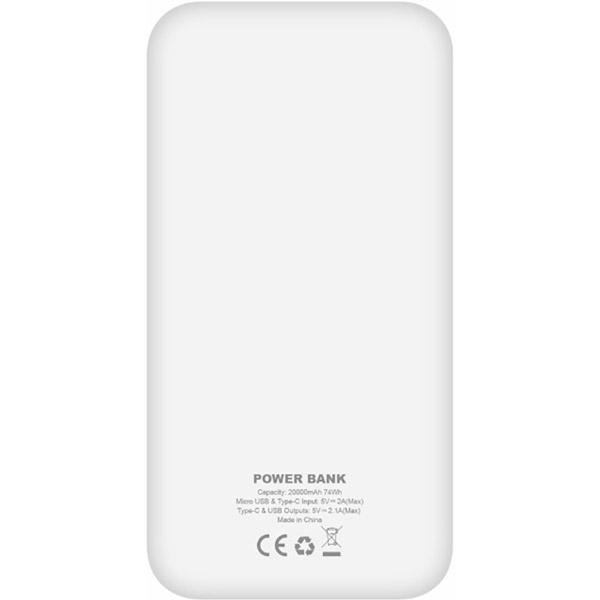 Powerbank BERGAMO VIM 20000 mAh White (112BP-08) Торгова марка BERGAMO