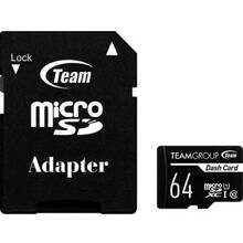 Карта памяти TEAM MicroSDXC 64GB Class 10 Dash Card + SD-adapter (TDUSDX64GUHS03)