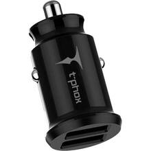 Автомобильное зарядное устройство T-phox Charger Set 2.4A Dual+MicroUSB cable 1.2 м Black (T-S09 SET M B)