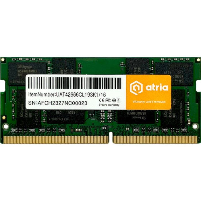 Модуль памяти ATRIA 16Gb DDR4 2666MHz SO-DIMM (UAT42666CL19SK1/16)